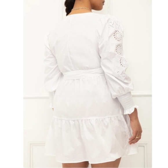 Eloquii Dresses & Skirts - Eloquii White Mini Dress with Eyelet Sleeves